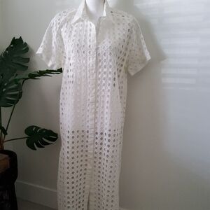 Adiva Eyelet Button Down Maxi Shirtdress